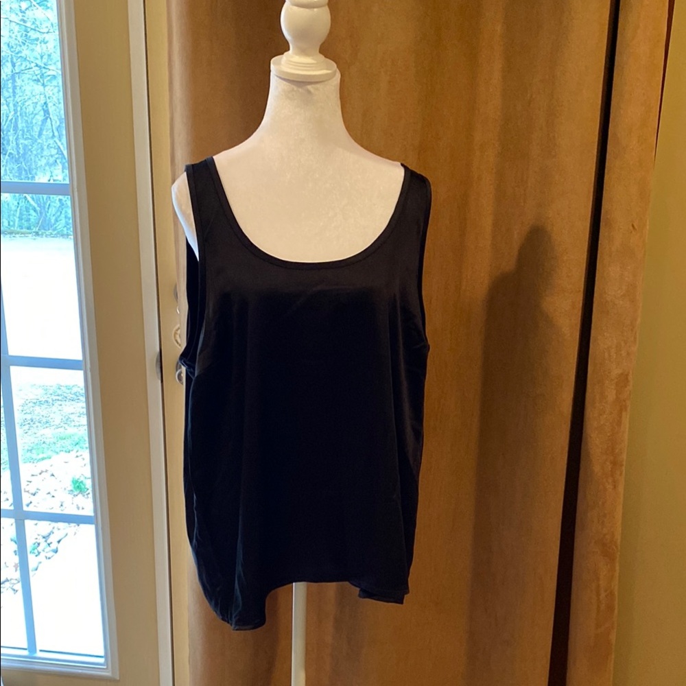 Elegant Black Satin Women's Tank Top